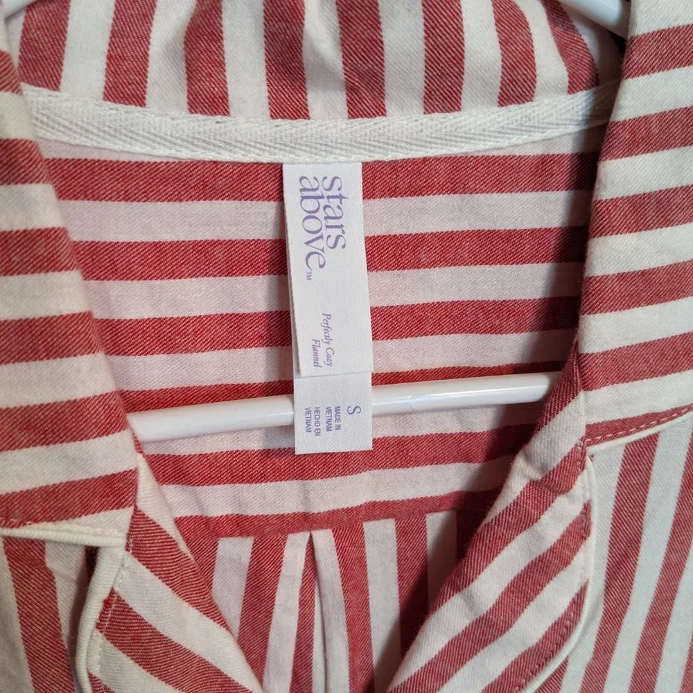 Stars Above Red and White Striped Pajama Dress/Shirt - Picture 2 of 4